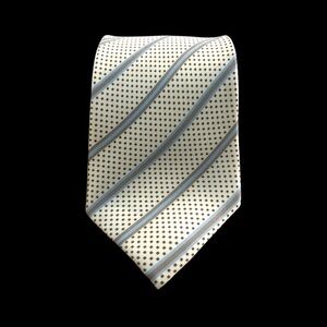 Marco Stefano Milano Roma 100% Silk Tie Cream Blue Brown Diagonal Stripe Italy